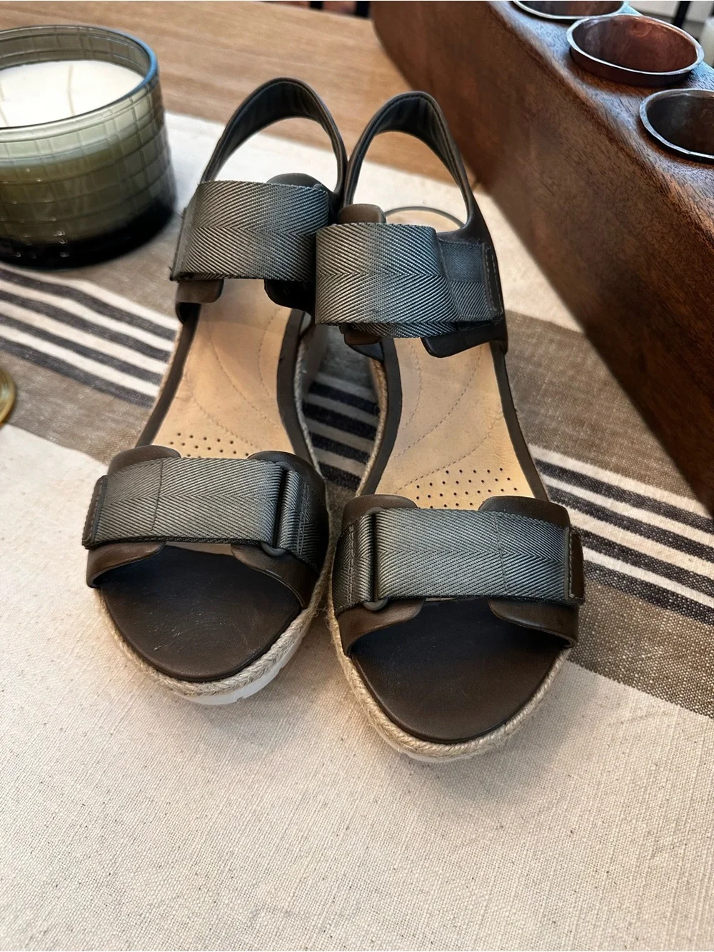 Women's olive green Clark’s  Wedge Sandals